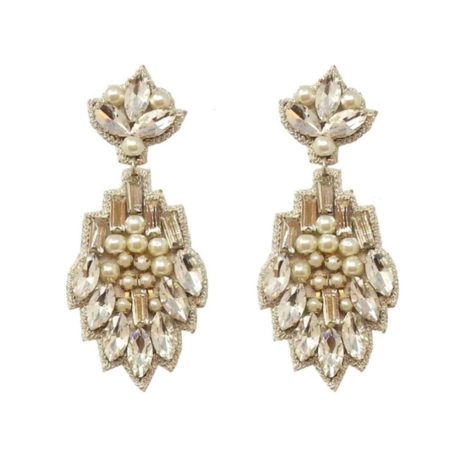 Vietri Crystal and Pearl Drop Earrings-Suzanna Dai-Swag Designer Jewelry