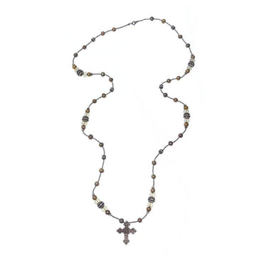 Vintage Beads with Cross-Andrea Barnett-Swag Designer Jewelry