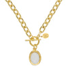 White Agate Cabochon Necklace on Link Chain-Susan Shaw-Swag Designer Jewelry