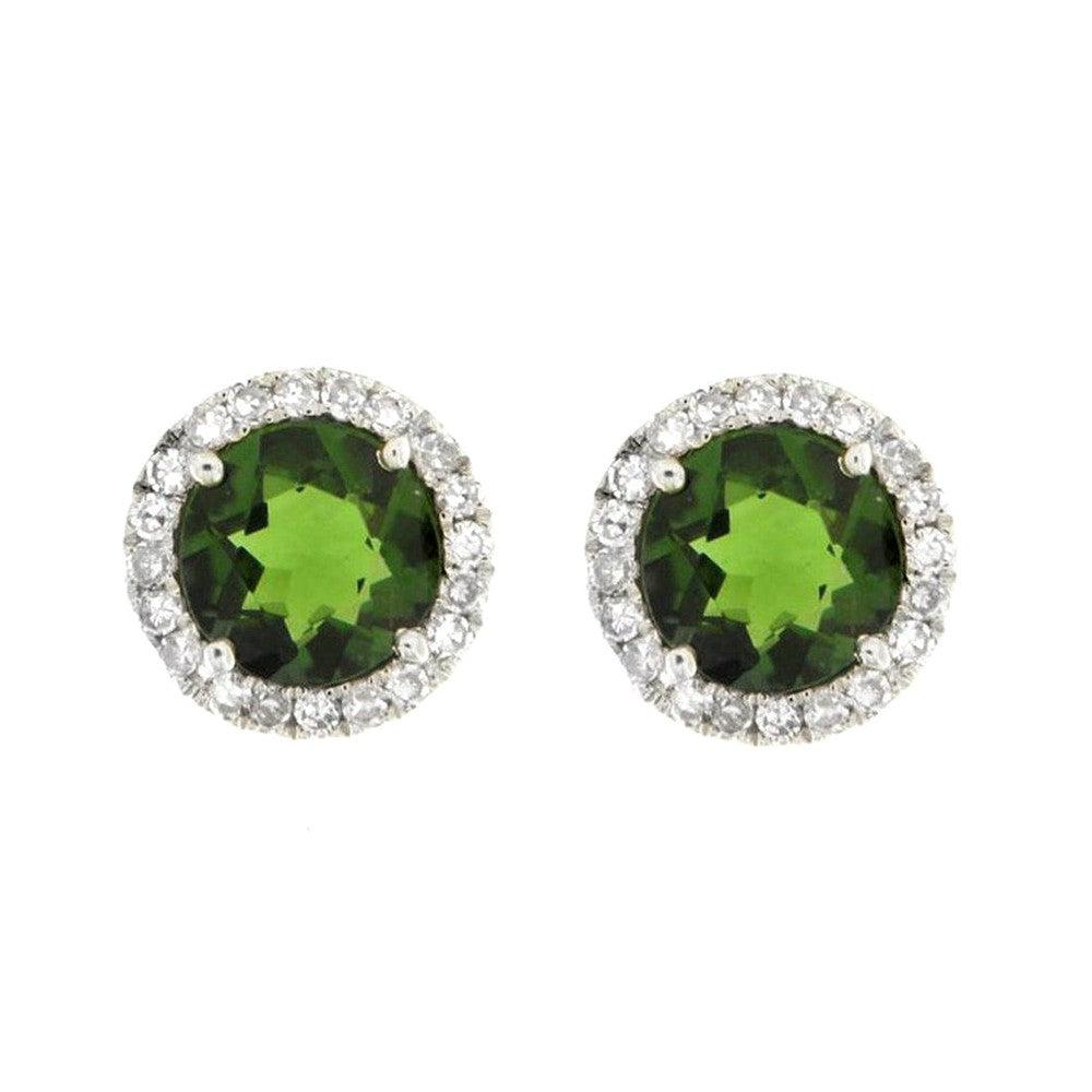 White Gold Diamond Tourmaline Studs-Meira T-Swag Designer Jewelry