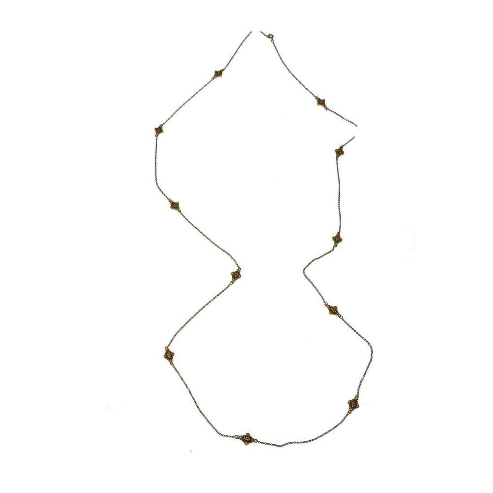 Yellow Gold Station Necklace-Bijou Amani-Swag Designer Jewelry