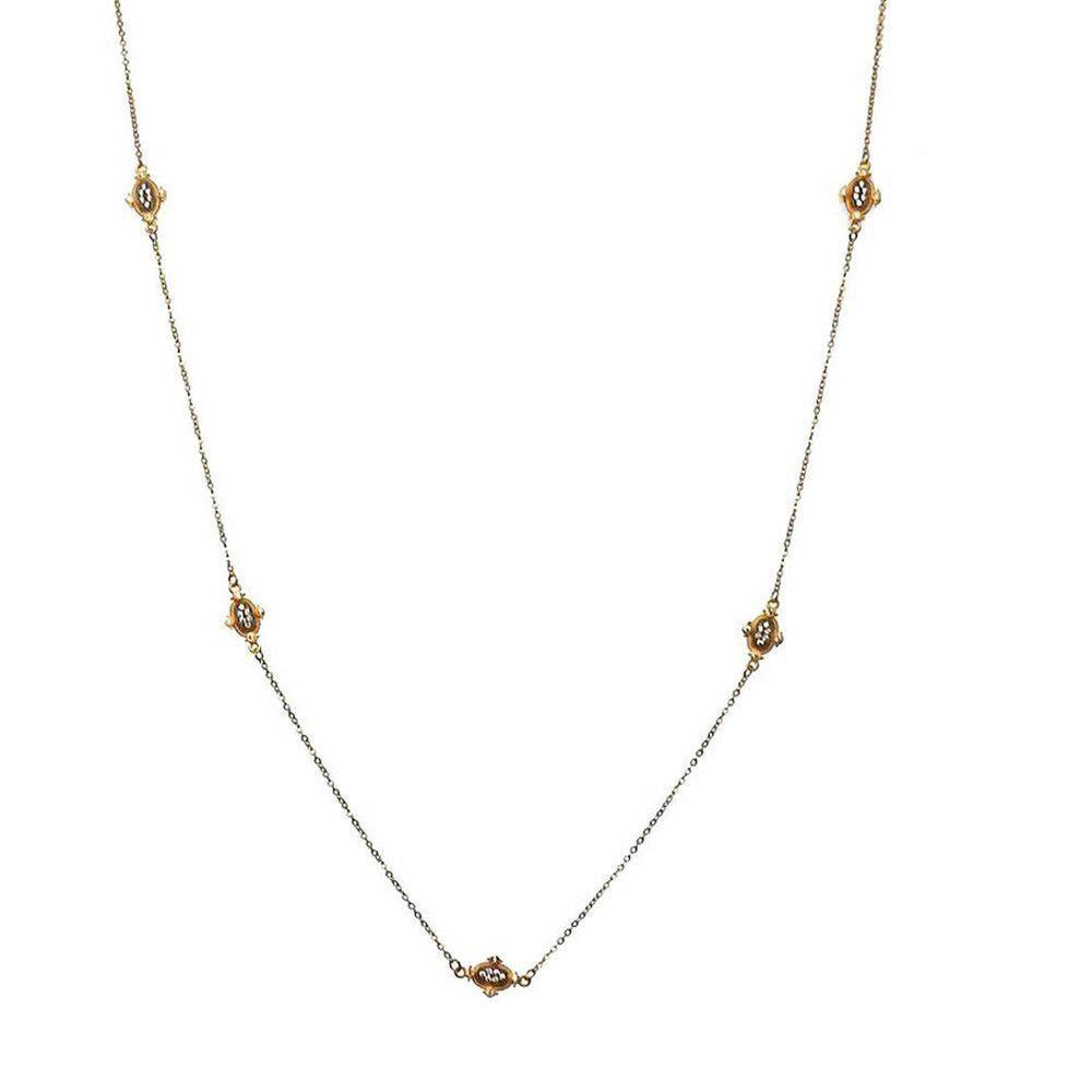 Yellow Gold Station Necklace-Bijou Amani-Swag Designer Jewelry