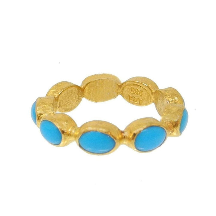 Ara 24k Gold Cabochon Turquoise Ring Size 6.5-Ara 24k Gold-Swag Designer Jewelry