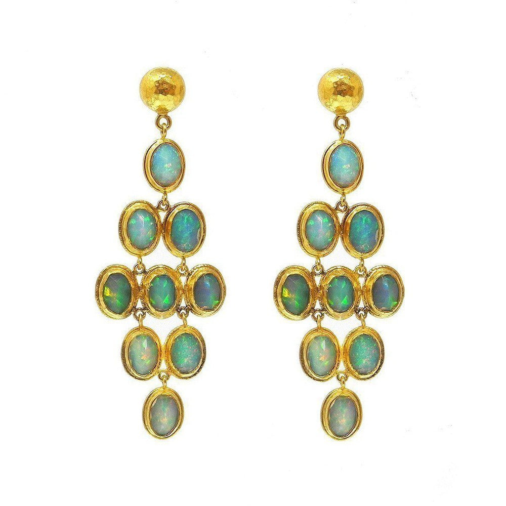 Ara 24k Gold Opal Statement Earrings-Ara 24k Gold-Swag Designer Jewelry