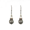 Elegant charm dangle earrings with pearl and rhinestone accents.
