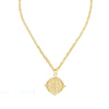 Gold Compass Rope Chain Pendant Necklace with intricate detailing.
