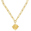 Dove Intaglio gold paperclip necklace with dove pendant
