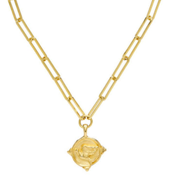 Dove Intaglio gold paperclip necklace with dove pendant
