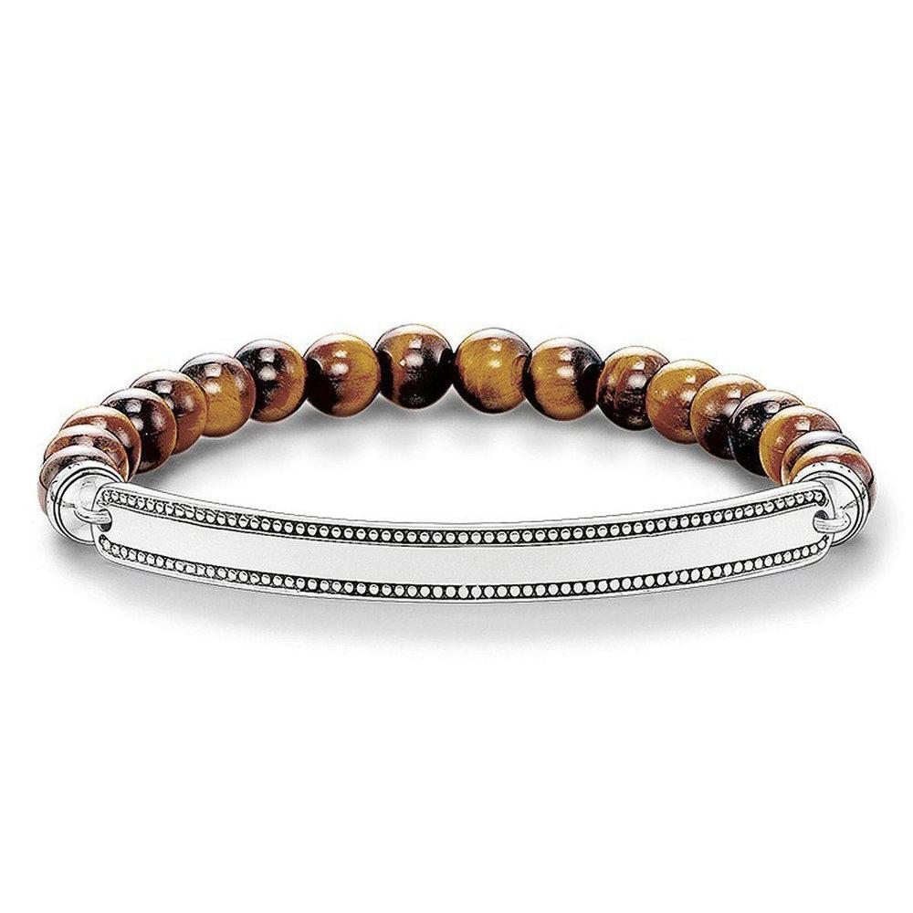 Engravable Id Bracelet Tigers Eye-Thomas Sabo-Swag Designer Jewelry