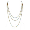 Fay Winged Bicone Magdalena necklace: Three-strand, light blue crystal and gold chain.
