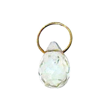 Teardrop gemstone pendant with gold setting.
