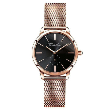 Glam Spirit watch with rose gold mesh band and black dial; Thomas Sabo.
