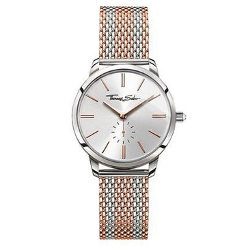 Thomas Sabo Glam Spirit watch with silver and rose gold Milanese mesh bracelet.
