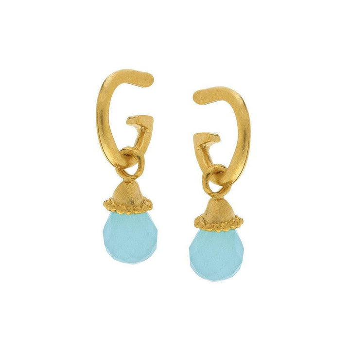 Gold Hoop with Aqua Quartz-Susan Shaw-Swag Designer Jewelry