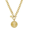 Gold Queen Coin necklace with toggle clasp, Sarah Shaw

