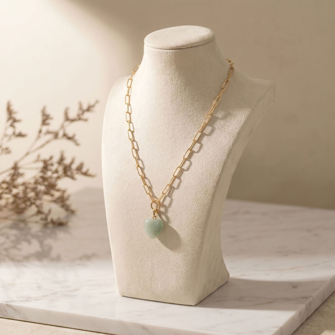 Audrey Heart Necklace - Jade