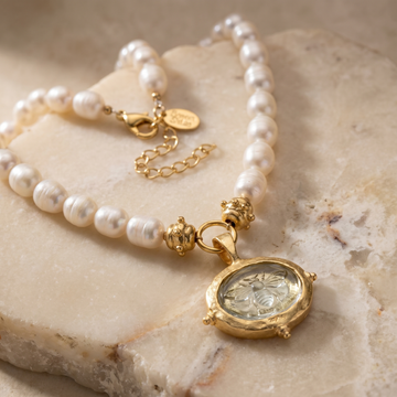 Venetian Glass Bee Intaglio on Pearls
