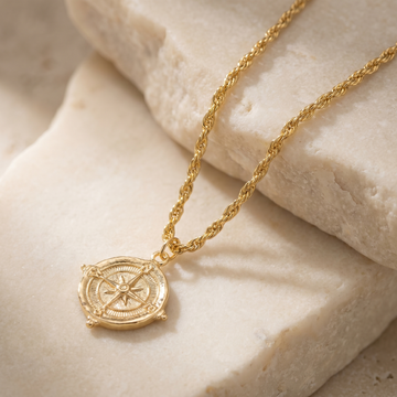 Compass Rope Chain Pendant Necklace