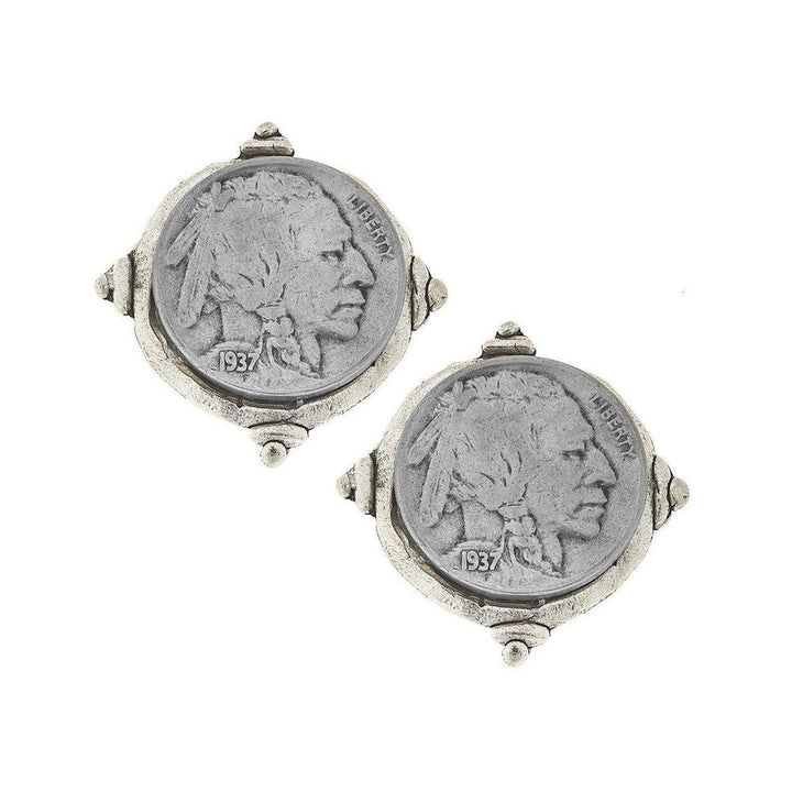 Indian Coin Stud Earrings-Susan Shaw-Swag Designer Jewelry