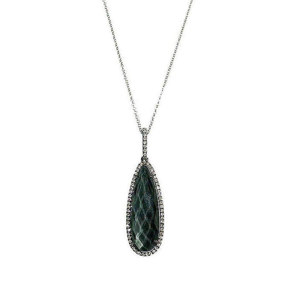 Labradorite and diamond pear-shaped pendant necklace

