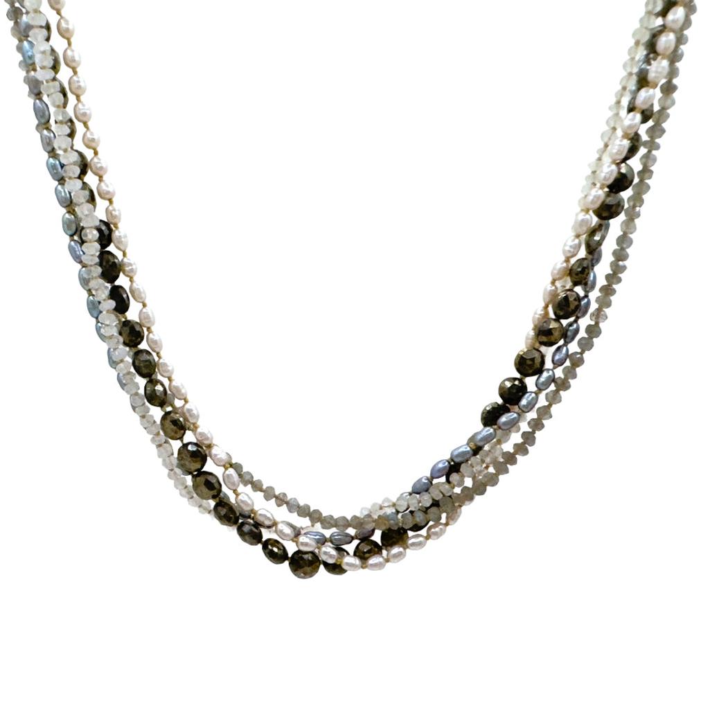 Labrodrite and Pyrite Necklace-Lena Skadesgard-Swag Designer Jewelry