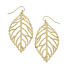 Gold Lacy Leaf earrings:  Delicate, textured leaf design.
