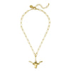 Gold Longhorn pendant necklace with paperclip chain
