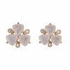 Rose gold Moonstone earrings; three triangular moonstones & diamonds.
