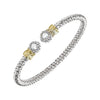 3mm Open Bracelet with sparkling cubic zirconia accents and 14k gold detailing.
