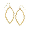 Gold Open Cut Dangle Earrings:  Elegant, textured gold-tone metal, statement style.
