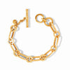 Gold Palladio Link bracelet with hammered texture and toggle clasp.
