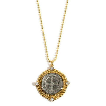 San Benito Charm in Gold-Virgins Saints and Angels-Swag Designer Jewelry