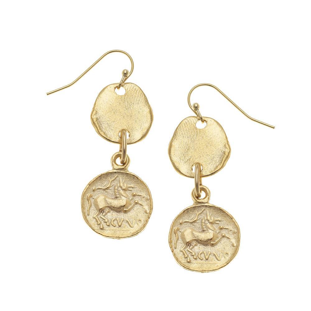 Two Tone Italian Coin Earrings-Susan Shaw-Swag Designer Jewelry