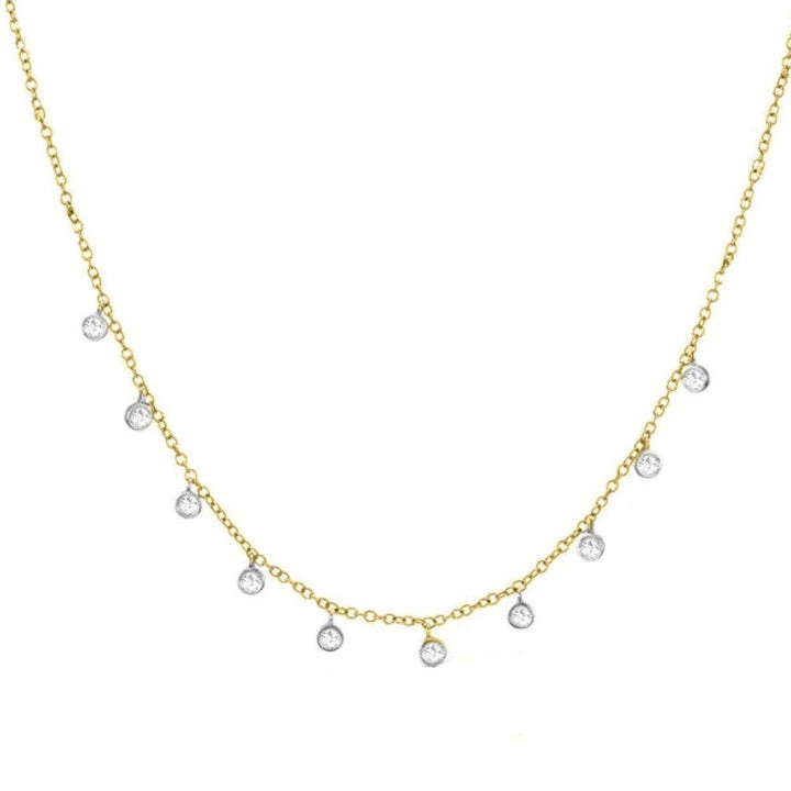 Yellow Gold Necklace with 10 Bezel Set Diamonds-Meira T-Swag Designer Jewelry