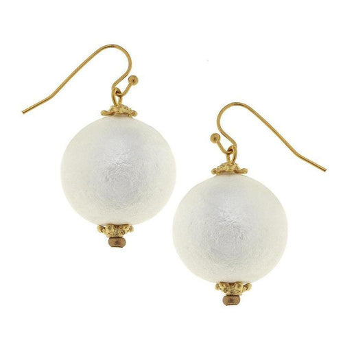 Cotton Pearl Dangle Earrings-Susan Shaw-Swag Designer Jewelry
